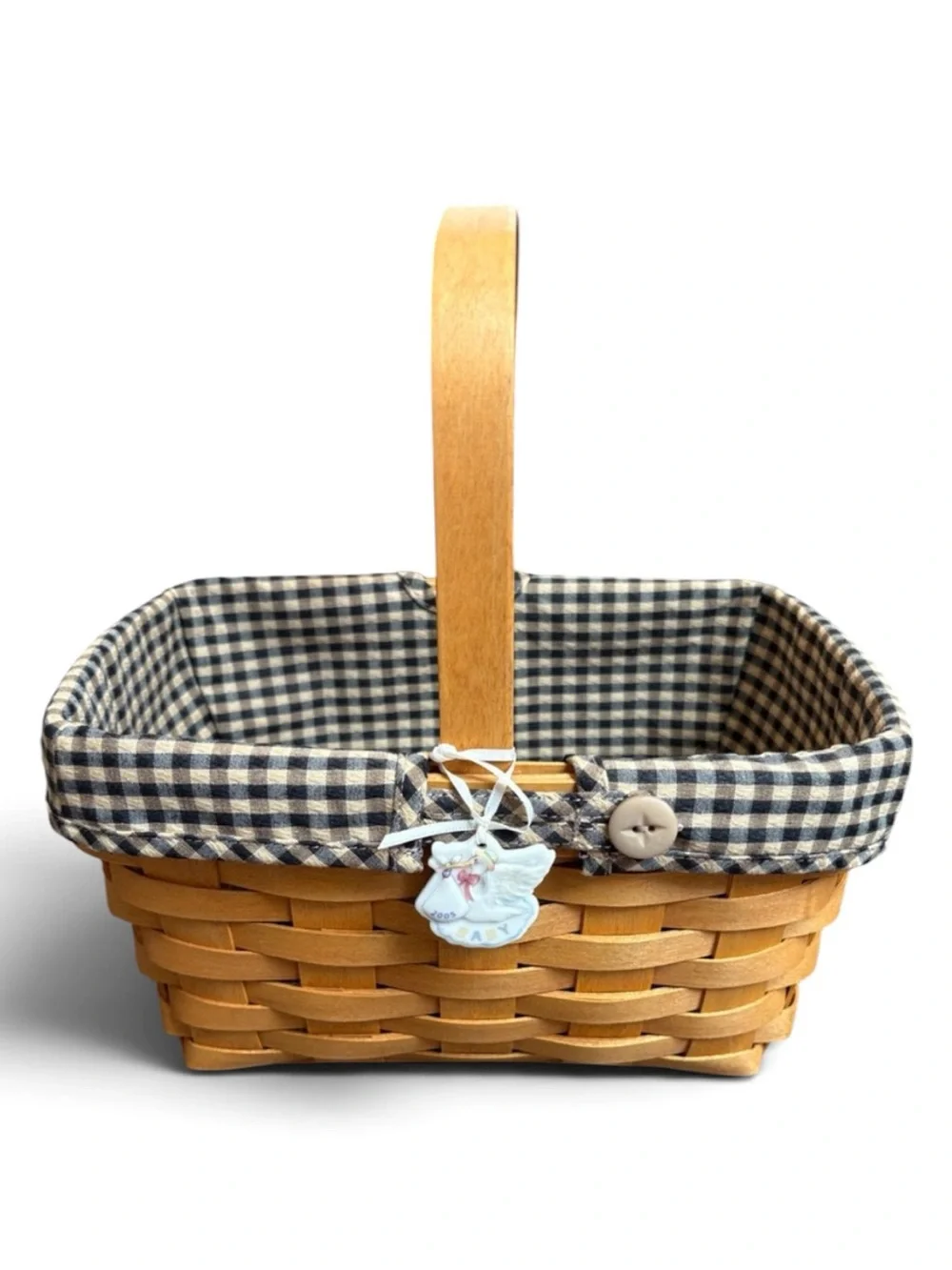 Longaberger Woven Basket Handle Gingham Liner 6”H